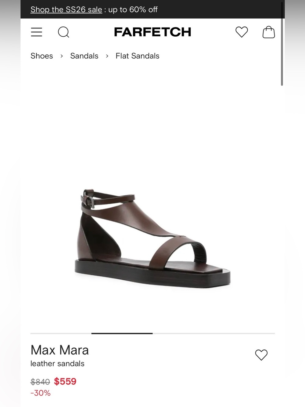 MaxMara Brown Leather Ankle-Strap Flat Sandals